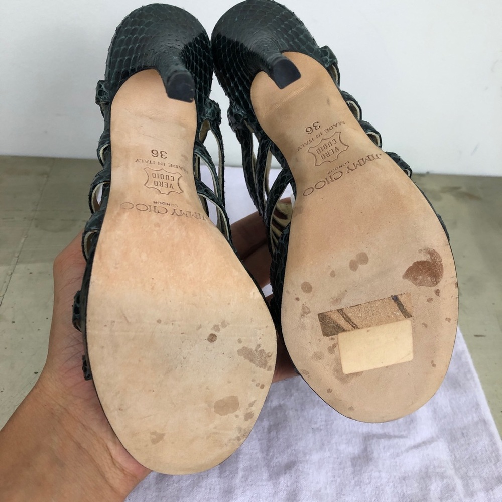 Jimmy Choo Glenys Elaphe Snakeskin Sandal Gladiator Platform Heels View 6